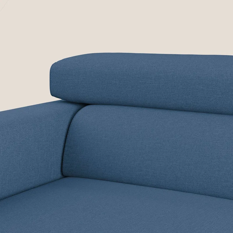Dylan canapé avec pouf extractible en tissu effet coton imperméable T13 bleu