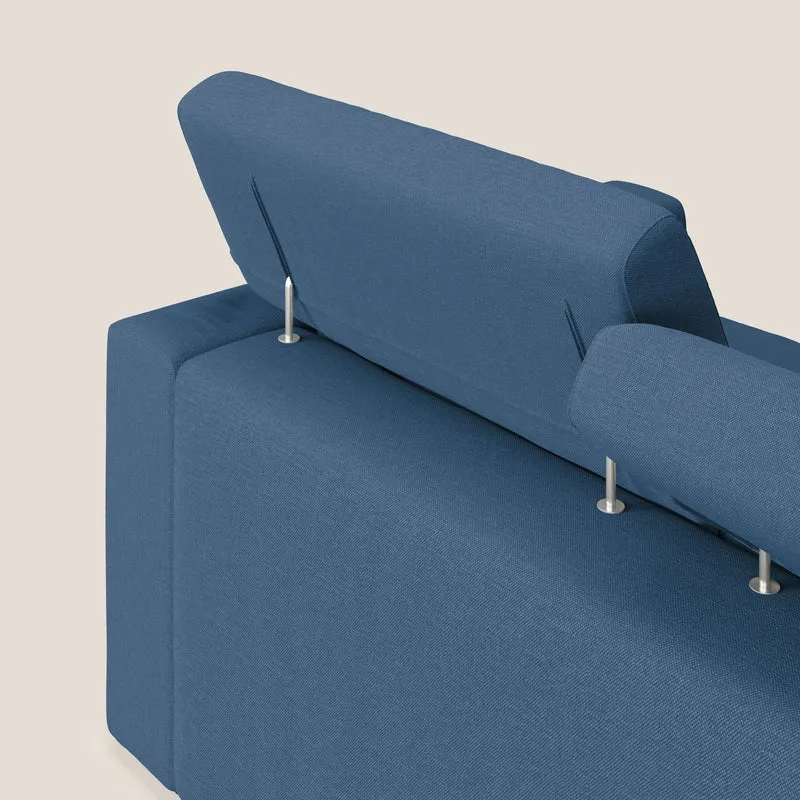 Dylan canapé avec pouf extractible en tissu effet coton imperméable T13 bleu