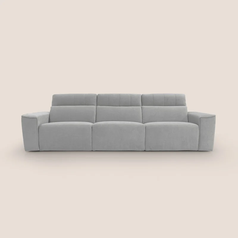 Clark Canapé modulable avec 3 assises et avec option relax électrique en tissu imperméable et détachable T17 gris