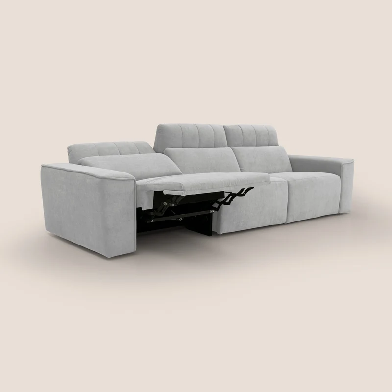 Clark Canapé modulable avec 3 assises et avec option relax électrique en tissu imperméable et détachable T17 gris