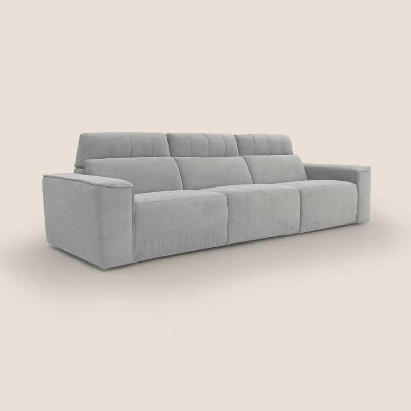 Clark Canapé modulable avec 3 assises et avec option relax électrique en tissu imperméable et détachable T17 gris