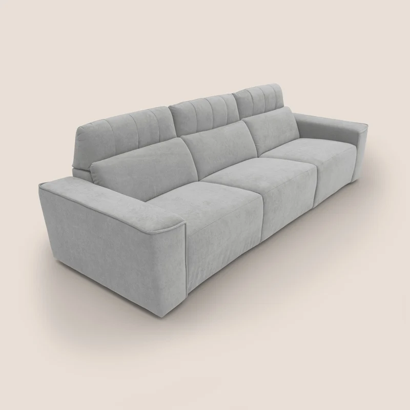 Clark Canapé modulable avec 3 assises et avec option relax électrique en tissu imperméable et détachable T17 gris