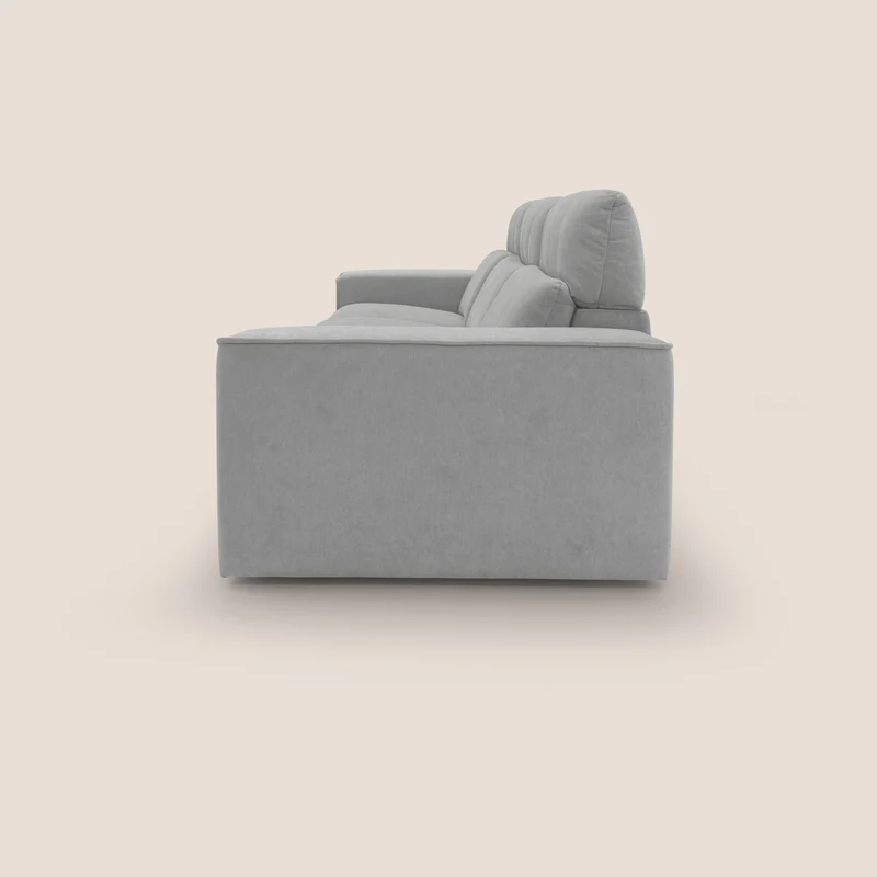 Clark Canapé modulable avec 3 assises et avec option relax électrique en tissu imperméable et détachable T17 gris