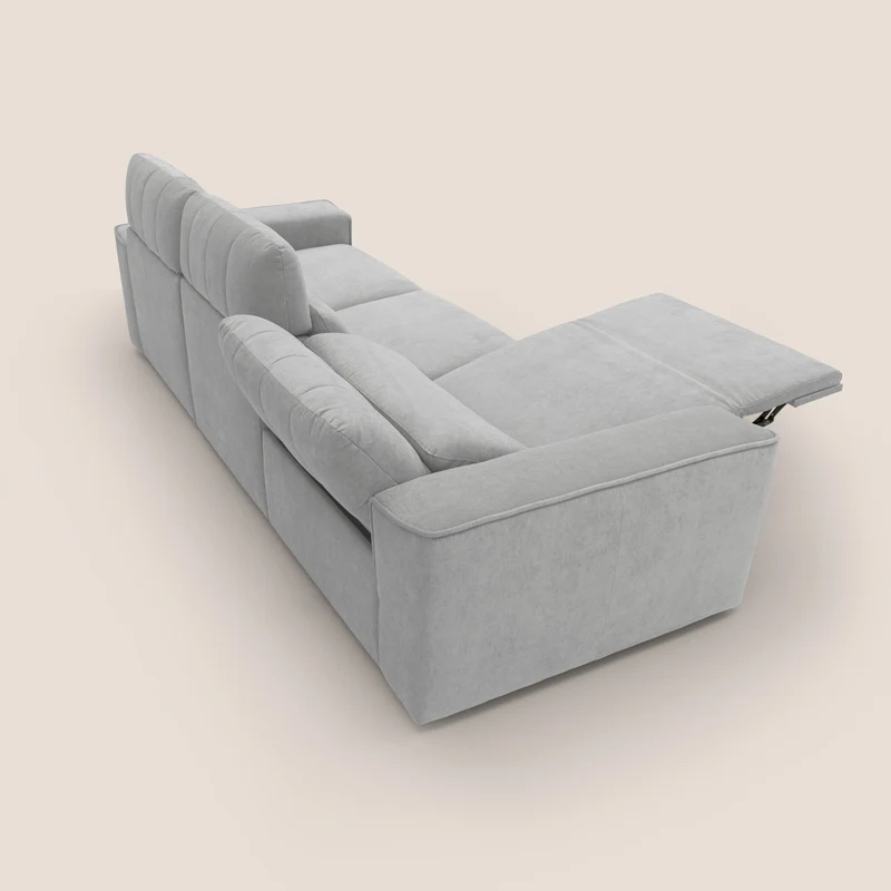 Clark Canapé modulable avec 3 assises et avec option relax électrique en tissu imperméable et détachable T17 gris