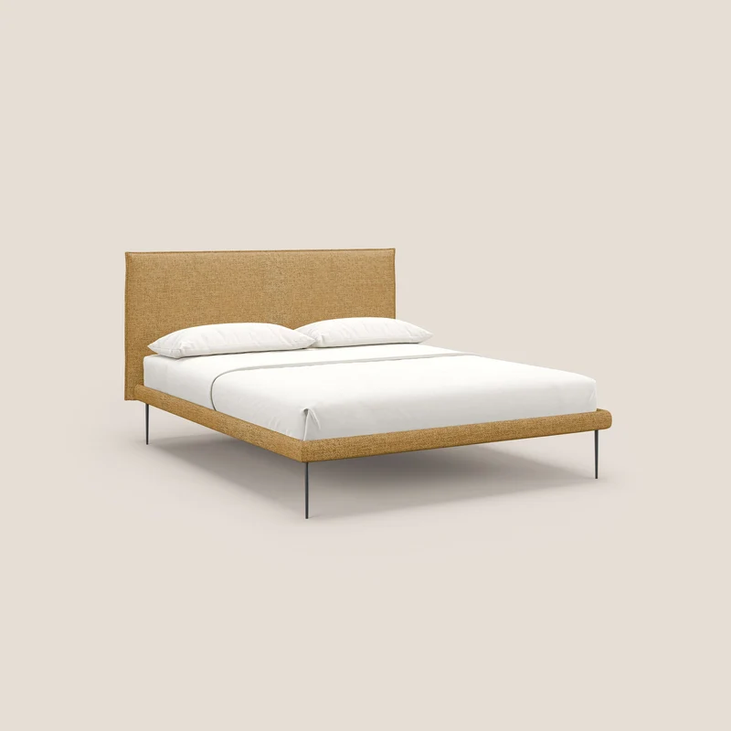 Theo lit moderne déhoussable avec pieds hauts en métal et tissu imperméable T10 jaune