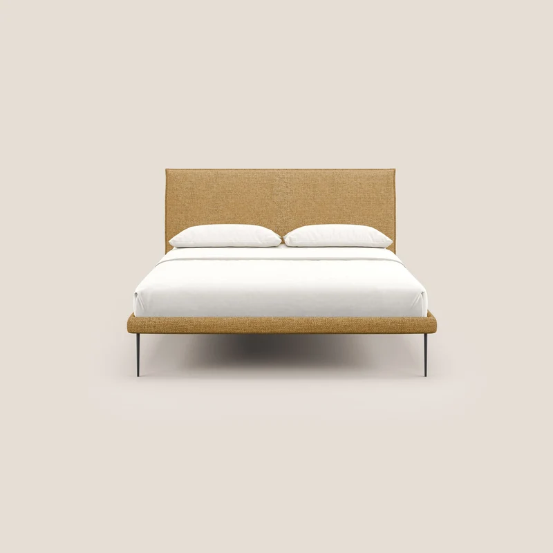 Theo lit moderne déhoussable avec pieds hauts en métal et tissu imperméable T10 jaune