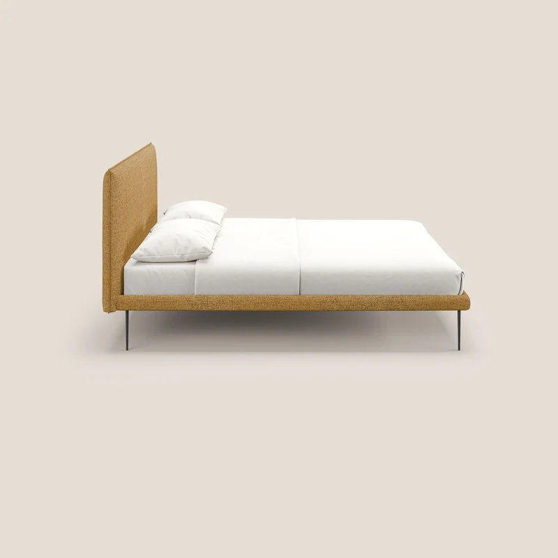 Theo lit moderne déhoussable avec pieds hauts en métal et tissu imperméable T10 jaune