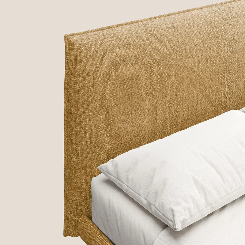 Theo lit moderne déhoussable avec pieds hauts en métal et tissu imperméable T10 jaune
