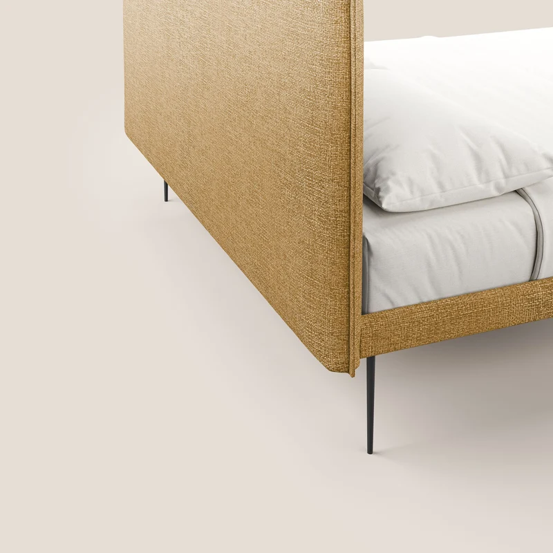 Theo lit moderne déhoussable avec pieds hauts en métal et tissu imperméable T10 jaune
