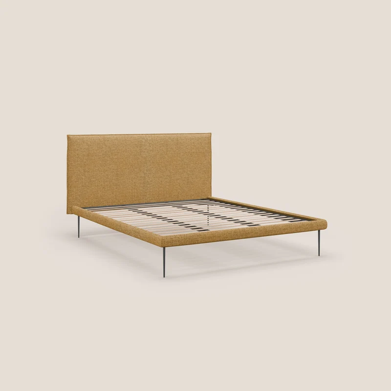 Theo lit moderne déhoussable avec pieds hauts en métal et tissu imperméable T10 jaune