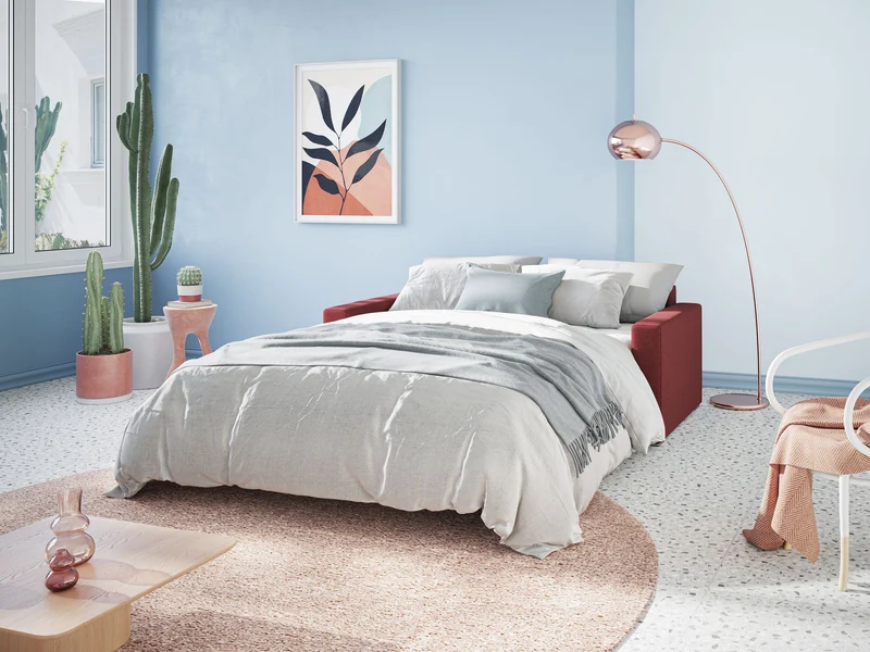Best Canapé-lit double en tissu détachable QuickClean T08 vert