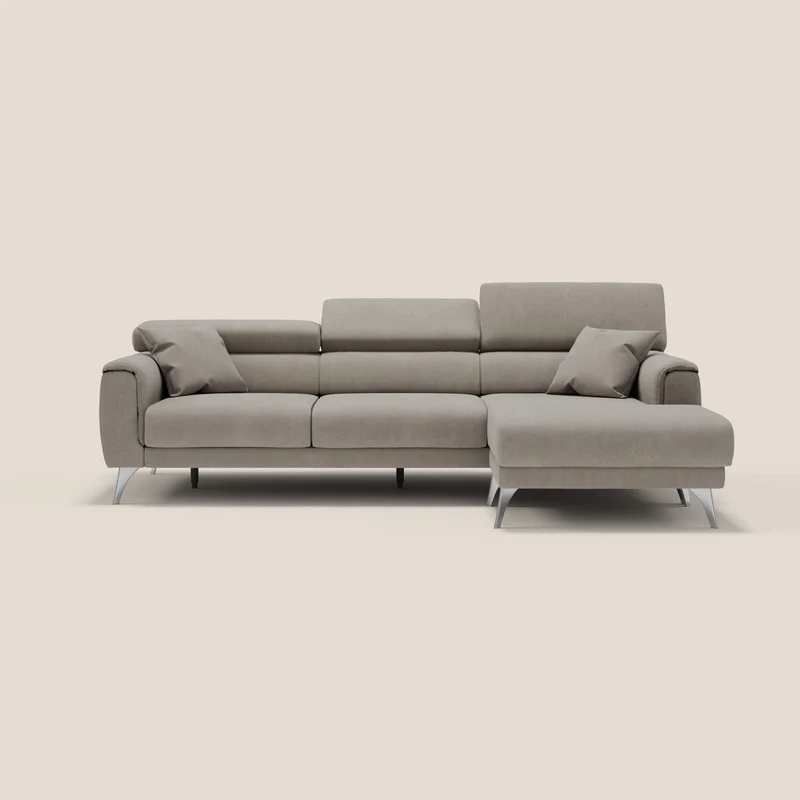 Caravaggio Canapé d'angle avec assises coulissantes en tissu doux imperméable T02 beige