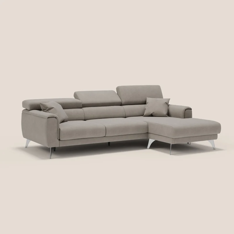Caravaggio Canapé d'angle avec assises coulissantes en tissu doux imperméable T02 beige