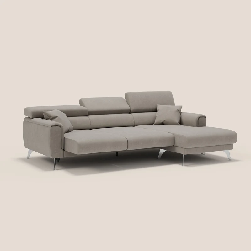 Caravaggio Canapé d'angle avec assises coulissantes en tissu doux imperméable T02 beige