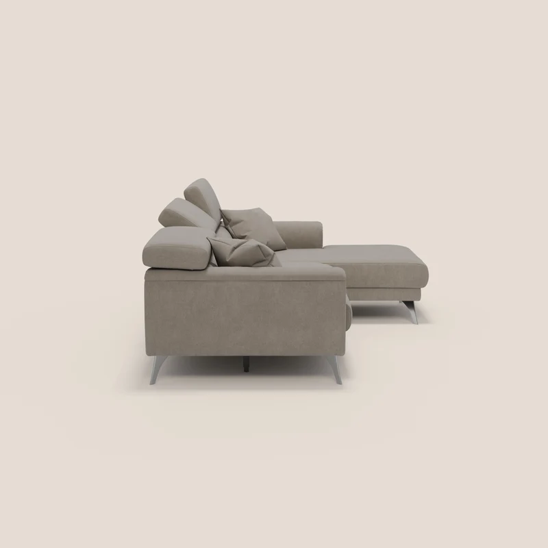 Caravaggio Canapé d'angle avec assises coulissantes en tissu doux imperméable T02 beige