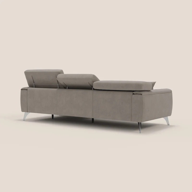 Caravaggio Canapé d'angle avec assises coulissantes en tissu doux imperméable T02 beige