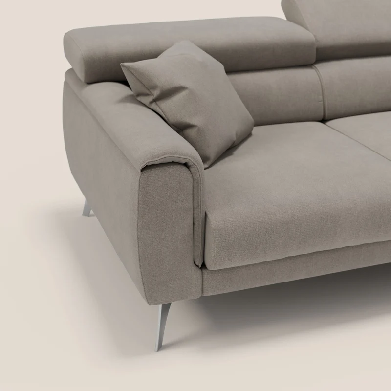 Caravaggio Canapé d'angle avec assises coulissantes en tissu doux imperméable T02 beige
