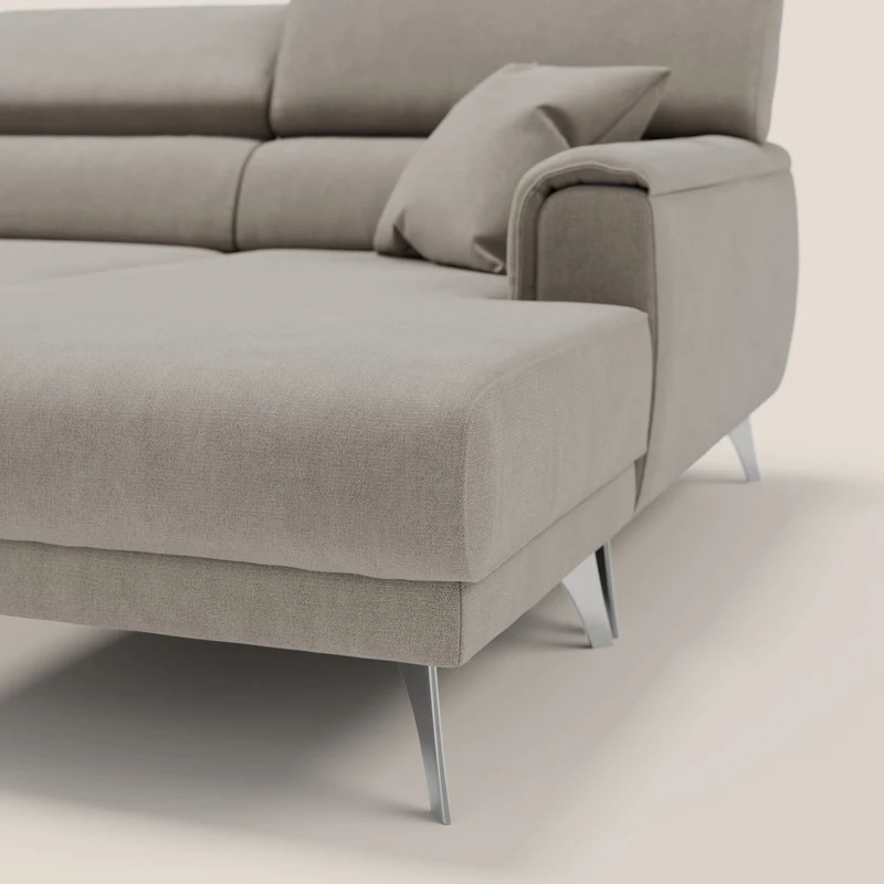 Caravaggio Canapé d'angle avec assises coulissantes en tissu doux imperméable T02 beige