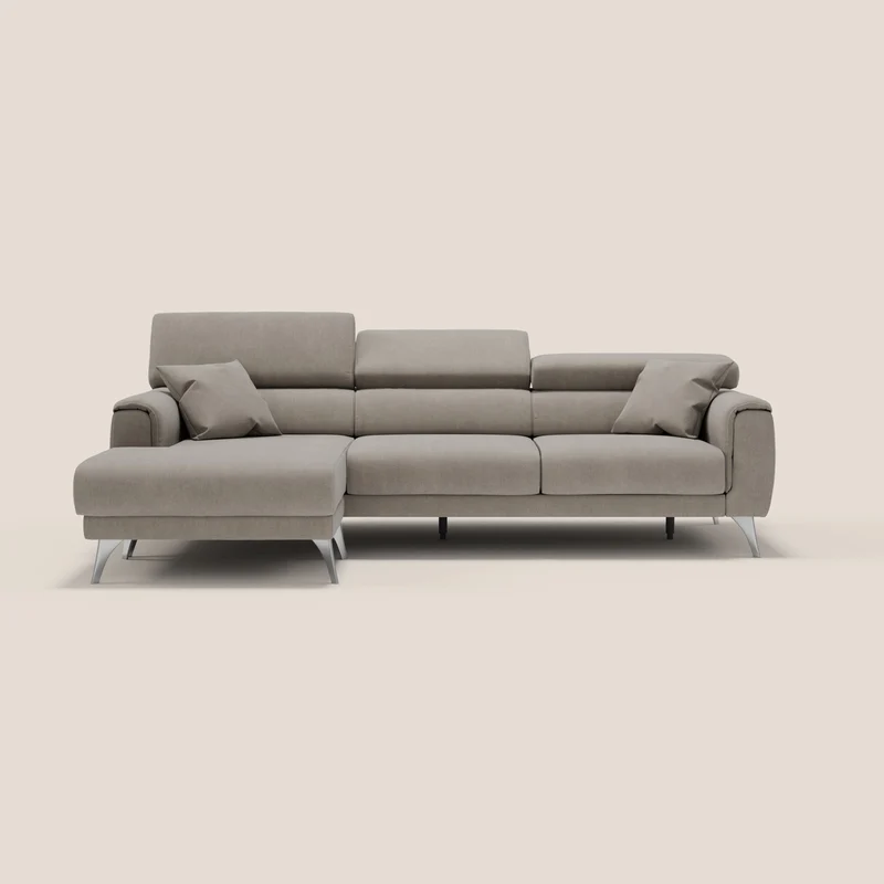 Caravaggio Canapé d'angle avec assises coulissantes en tissu doux imperméable T02 beige