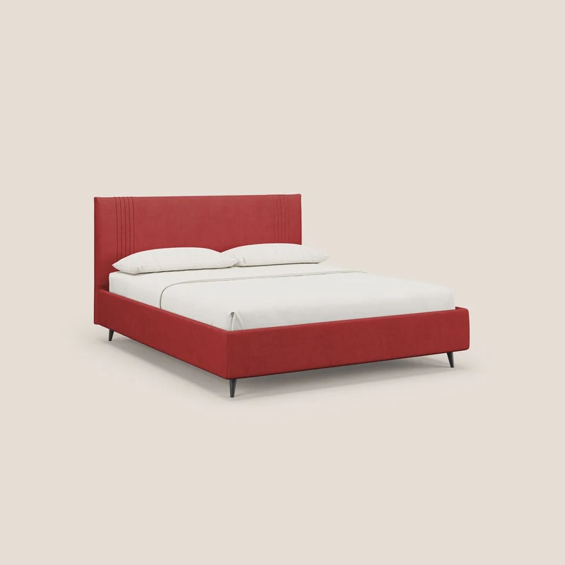 Yvonne lit avec coffre en tissu doux imperméable T02 rouge