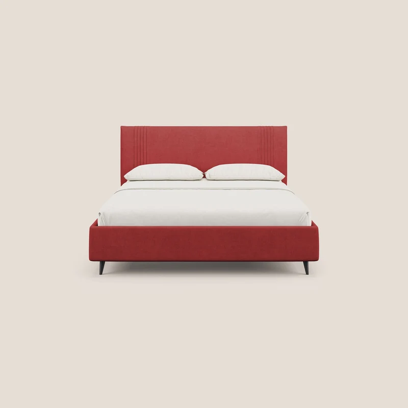 Yvonne lit avec coffre en tissu doux imperméable T02 rouge