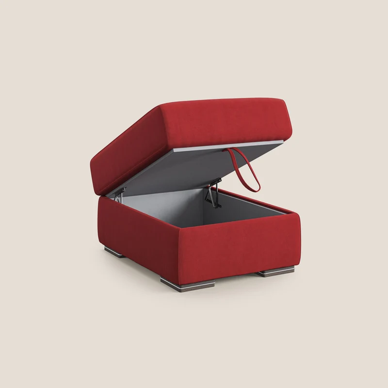 Sun pouf coffre en microfibre détachable T11 rouge