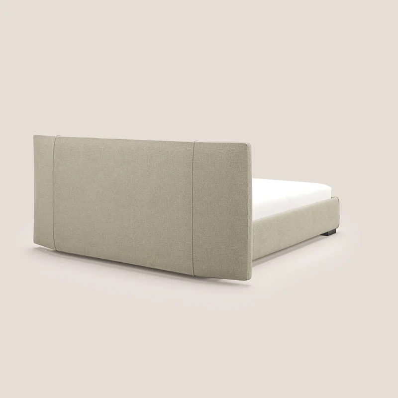 Omero lit avec coffre rembourré déhoussable en tissu flammé imperméable T14 beige