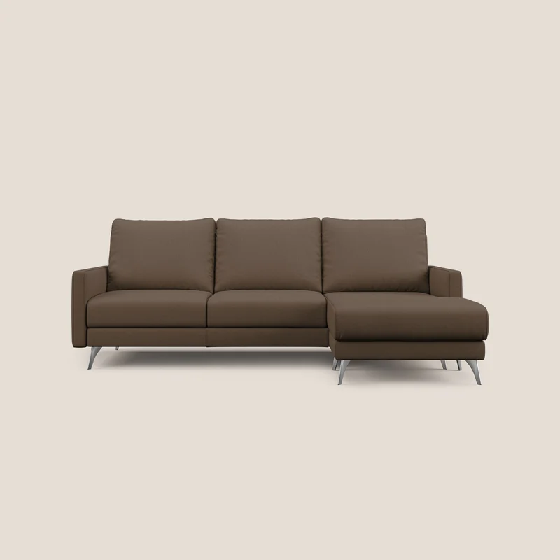 Klimt canapé d'angle avec assises coulissantes en tissu dous détachable T05 marron