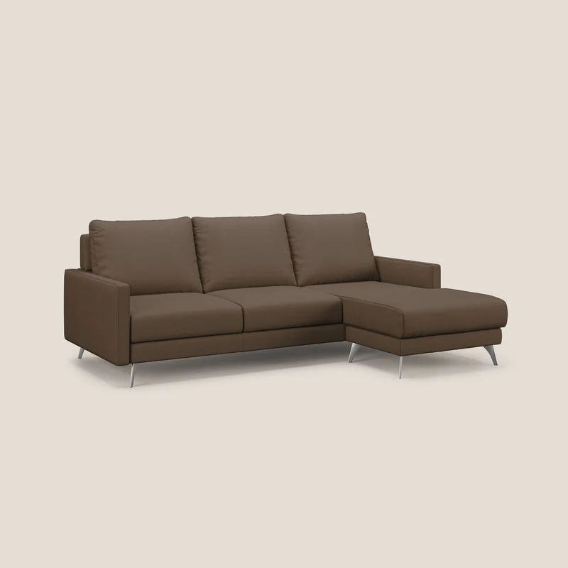 Klimt canapé d'angle avec assises coulissantes en tissu dous détachable T05 marron