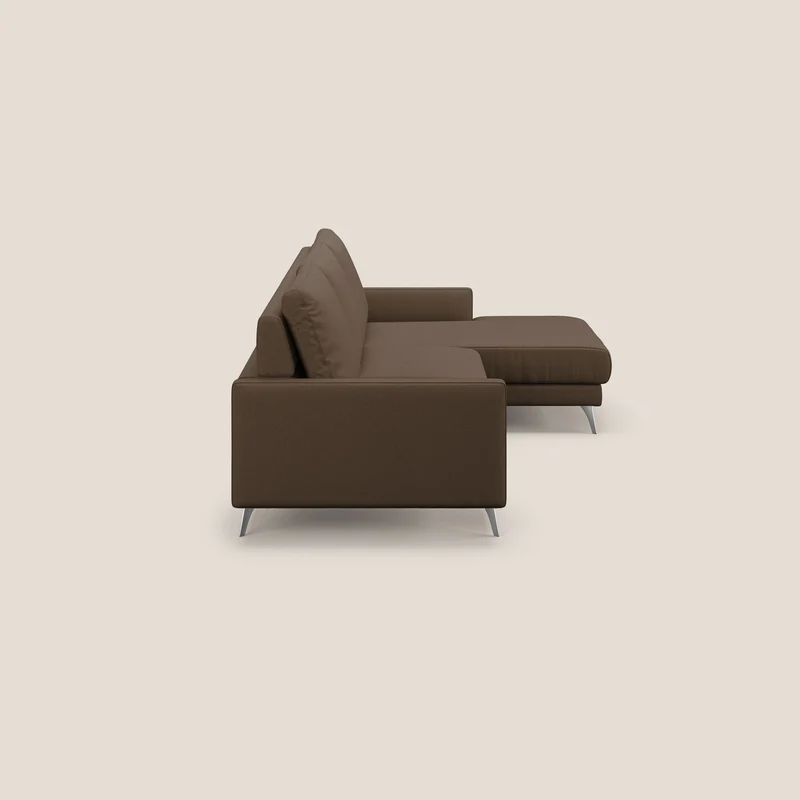 Klimt canapé d'angle avec assises coulissantes en tissu dous détachable T05 marron