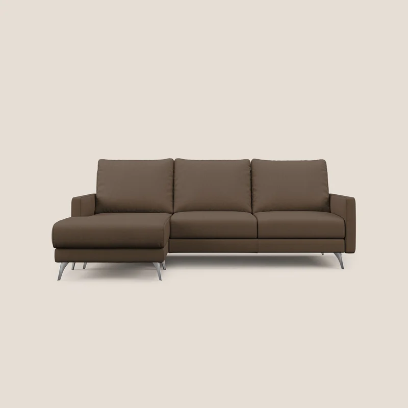 Klimt canapé d'angle avec assises coulissantes en tissu dous détachable T05 marron