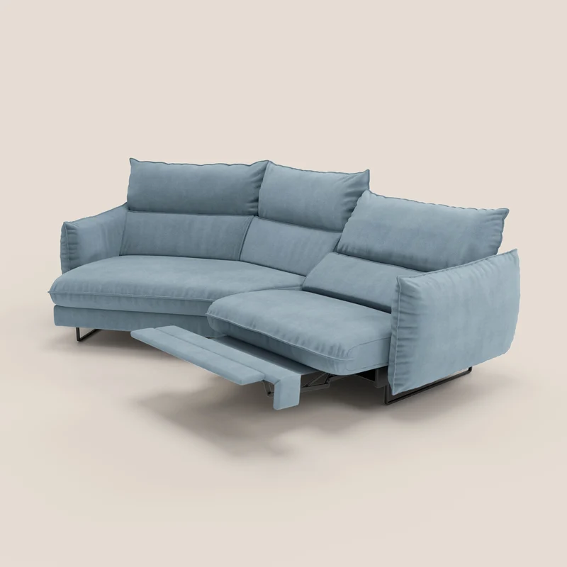 Monamour canapé d'angle au design moderne avec option relax électrique en microfibre détachable imperméable T11 sucre glace