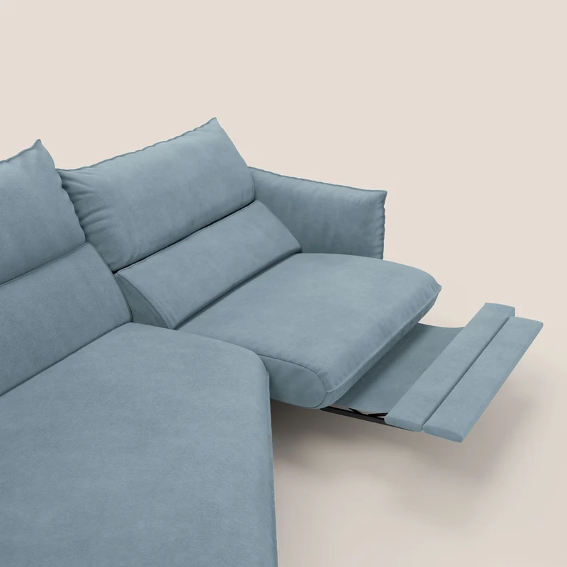 Monamour canapé d'angle au design moderne avec option relax électrique en microfibre détachable imperméable T11 sucre glace