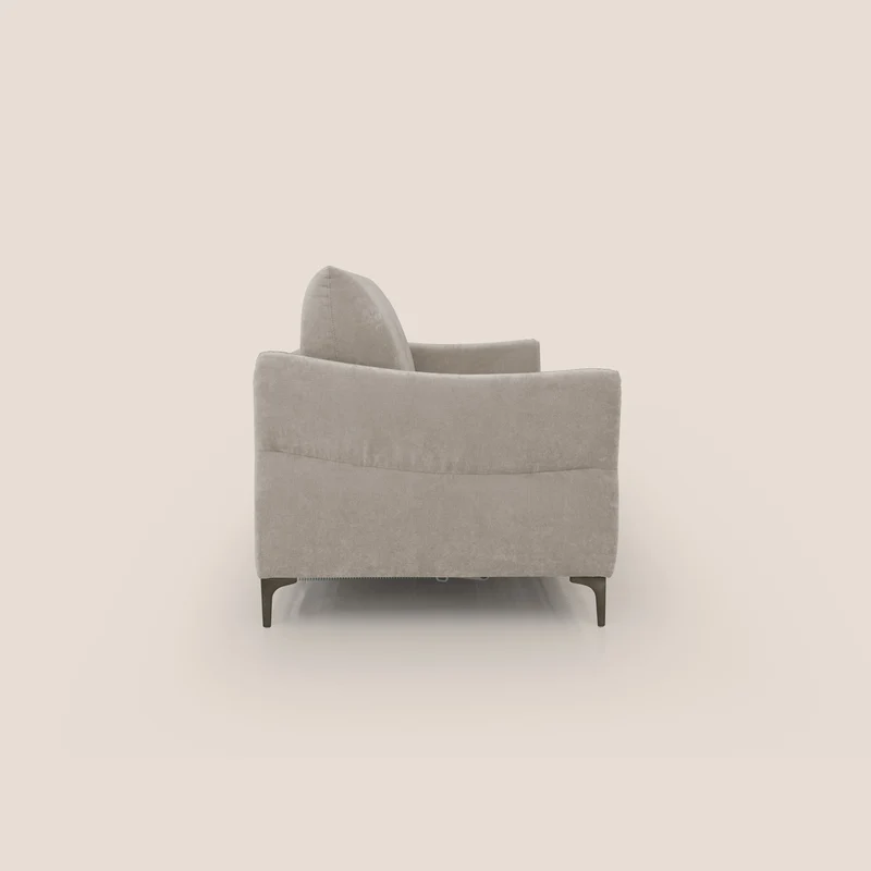 Dalia canapé convertible avec matelas H 18cm et pieds hauts en tissu détachable raffiné T17 beige