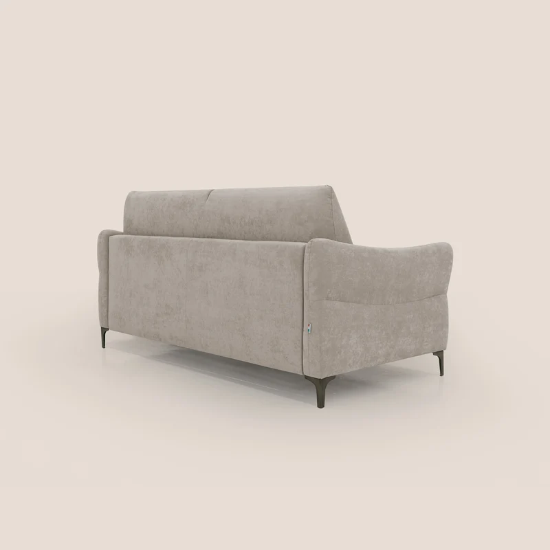 Dalia canapé convertible avec matelas H 18cm et pieds hauts en tissu détachable raffiné T17 beige