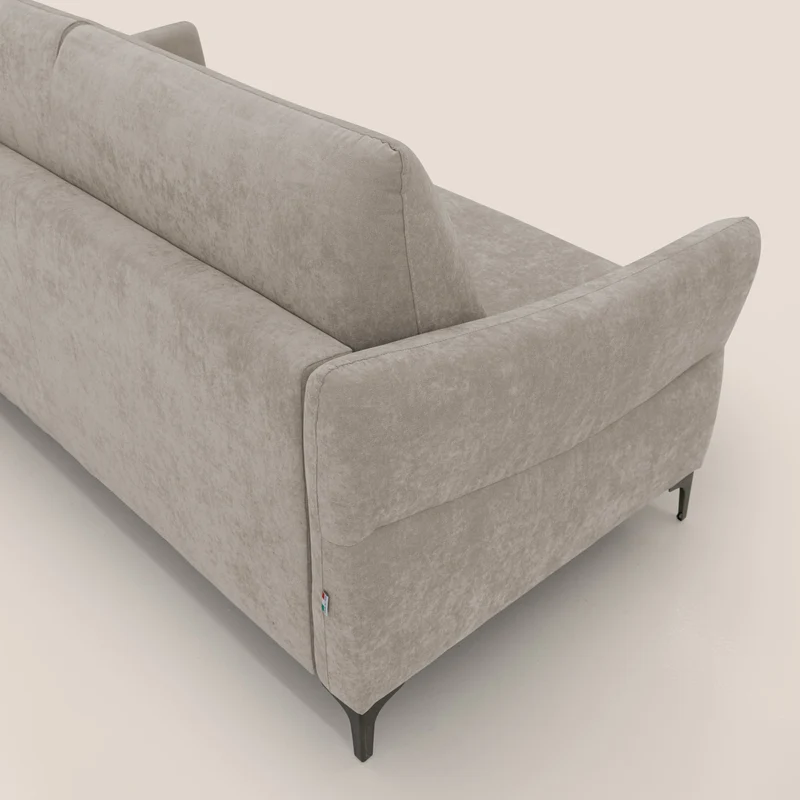 Dalia canapé convertible avec matelas H 18cm et pieds hauts en tissu détachable raffiné T17 beige