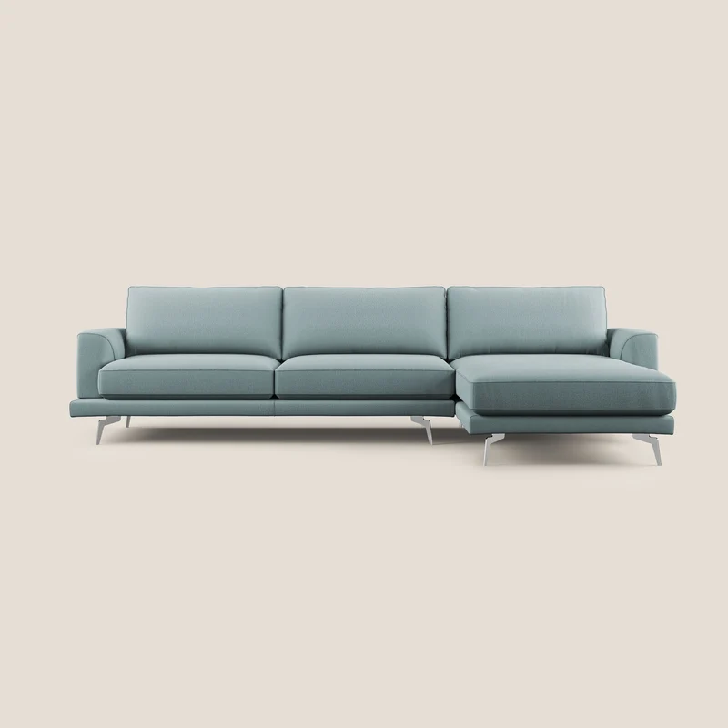 Dorian canapé d'angle moderne en tissu doux anti-tache T05 sucre glace
