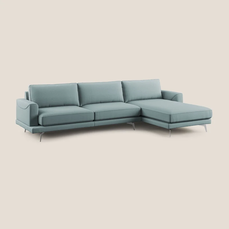 Dorian canapé d'angle moderne en tissu doux anti-tache T05 sucre glace