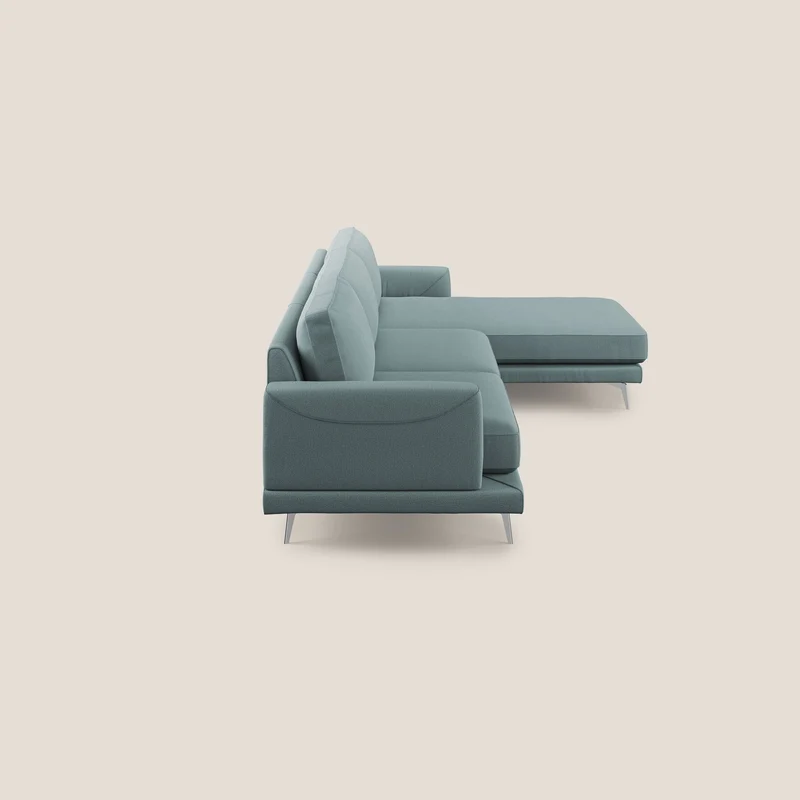Dorian canapé d'angle moderne en tissu doux anti-tache T05 sucre glace