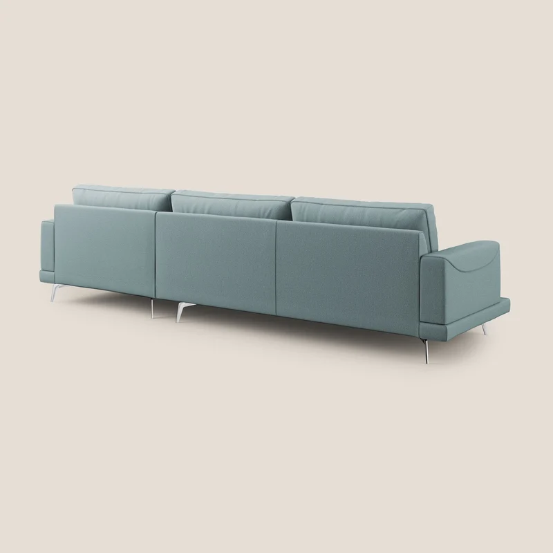 Dorian canapé d'angle moderne en tissu doux anti-tache T05 sucre glace