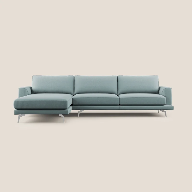 Dorian canapé d'angle moderne en tissu doux anti-tache T05 sucre glace