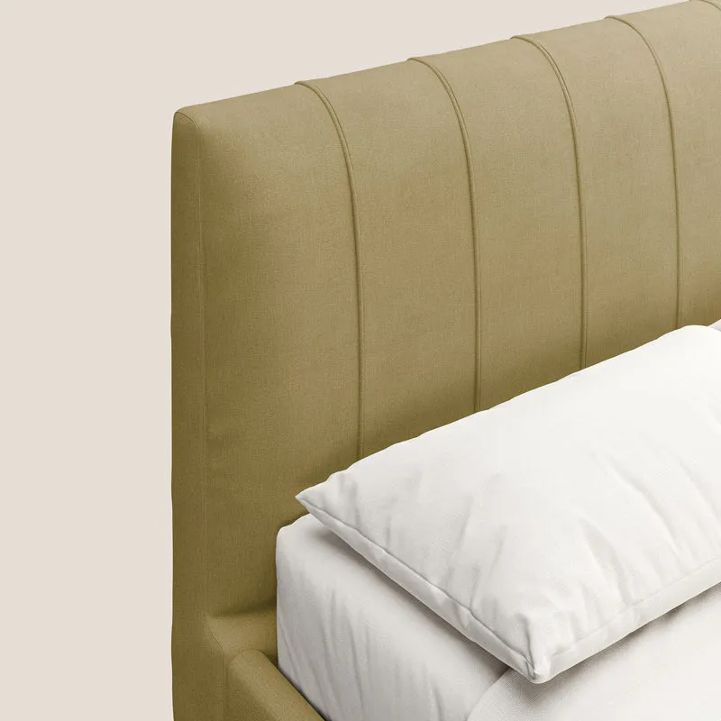 Calliope lit rembourré aux pieds hauts complètement déhoussable en tissu détachable T17 jaune