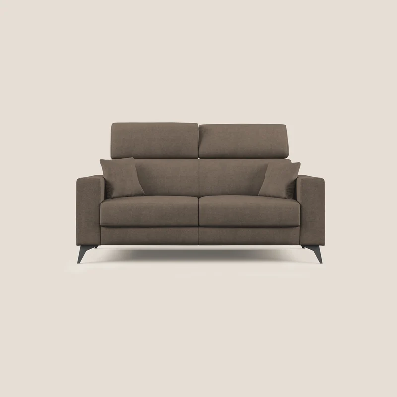 Pegaso canapé convertible avec têtières inclinables en tissu doux imperméable T02 marron