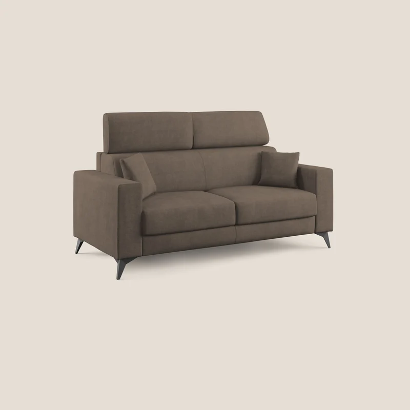 Pegaso canapé convertible avec têtières inclinables en tissu doux imperméable T02 marron