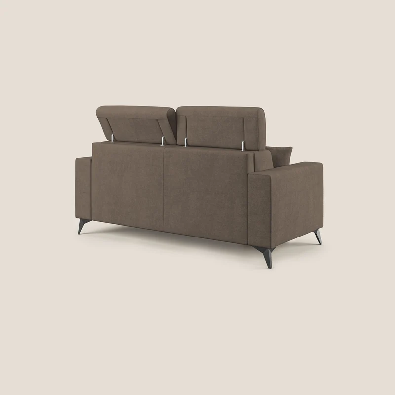 Pegaso canapé convertible avec têtières inclinables en tissu doux imperméable T02 marron