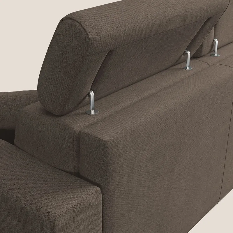 Pegaso canapé convertible avec têtières inclinables en tissu doux imperméable T02 marron