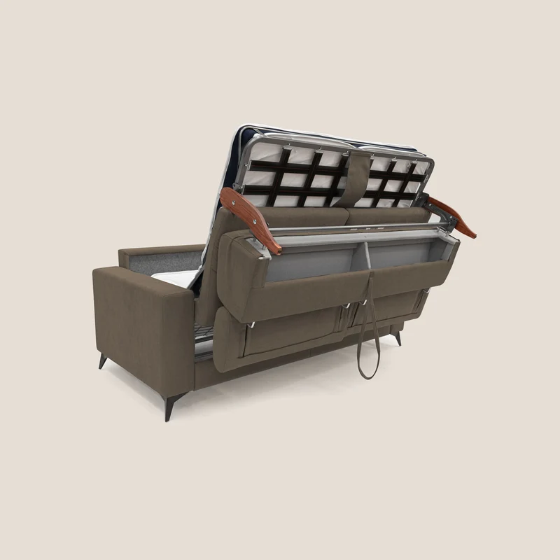 Pegaso canapé convertible avec têtières inclinables en tissu doux imperméable T02 marron