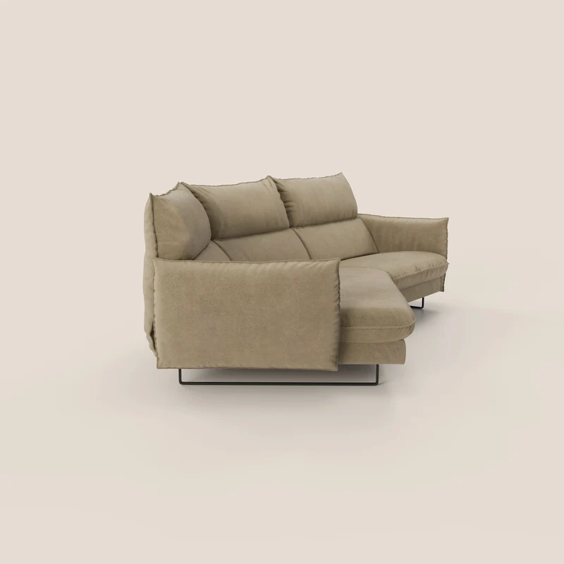 Monamour canapé d'angle au design moderne avec option relax électrique en microfibre détachable imperméable T11 beige