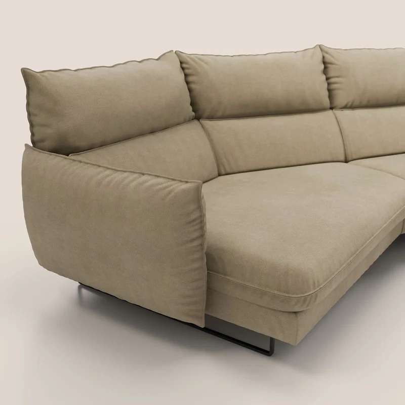 Monamour canapé d'angle au design moderne avec option relax électrique en microfibre détachable imperméable T11 beige