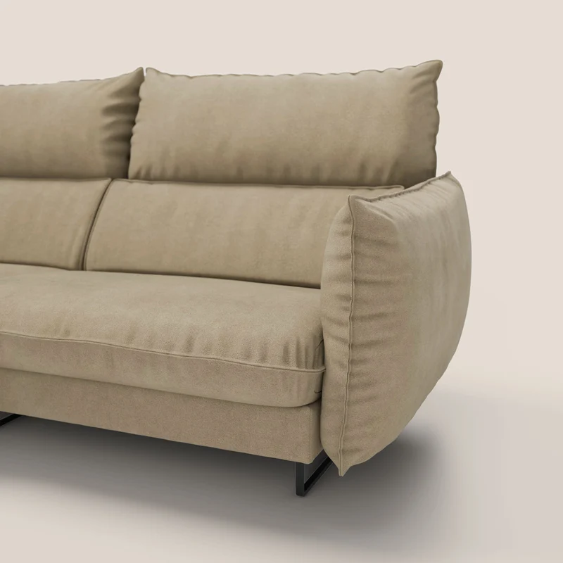 Monamour canapé d'angle au design moderne avec option relax électrique en microfibre détachable imperméable T11 beige